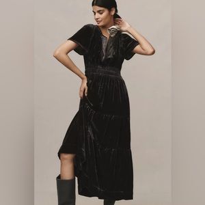 Anthropologie Somerset Maxi Dress velvet black Size XS